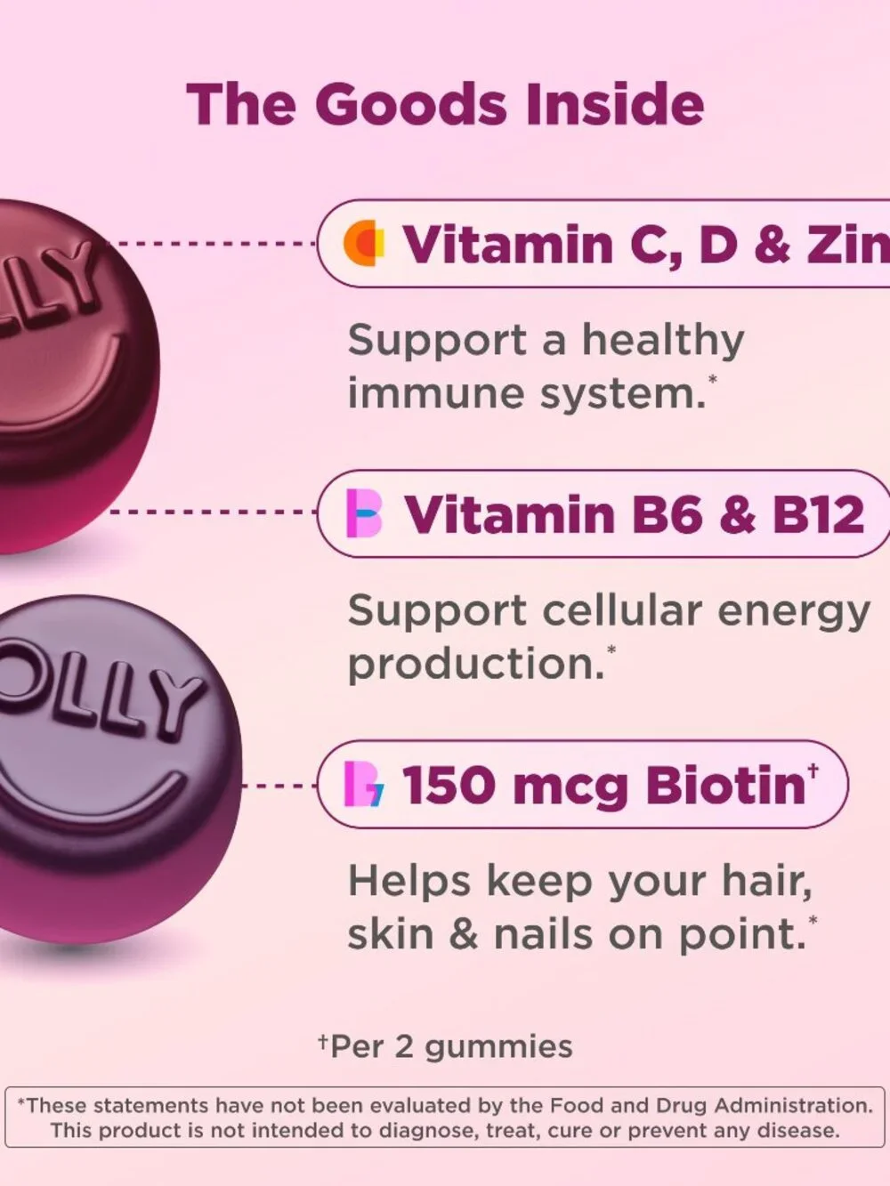 OLLY Women's Multivitamin Gummy, Women's Overall Wellness,* Vitamins A, C, D, E,